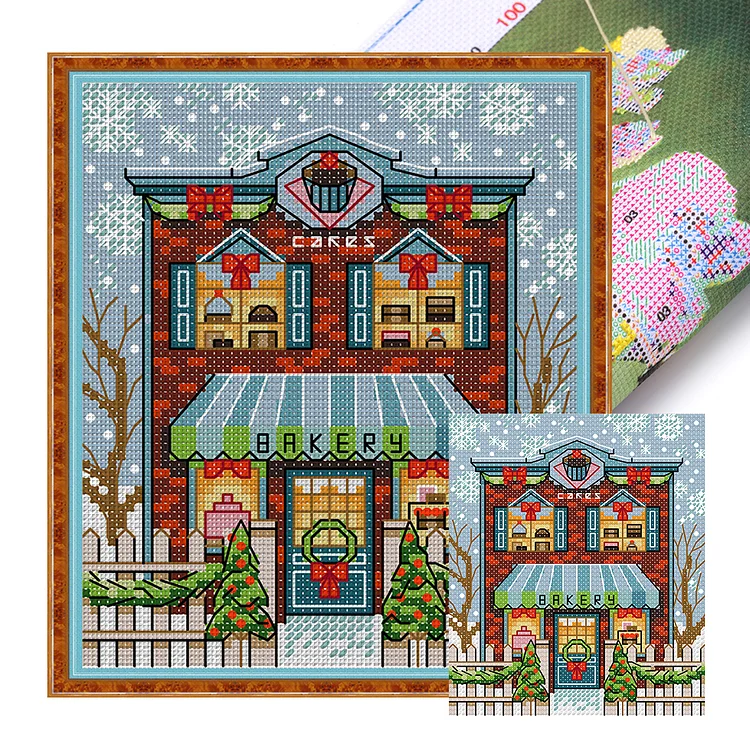 Joy Sunday Christmas Cabin - Printed Cross Stitch 14CT 15*17CM