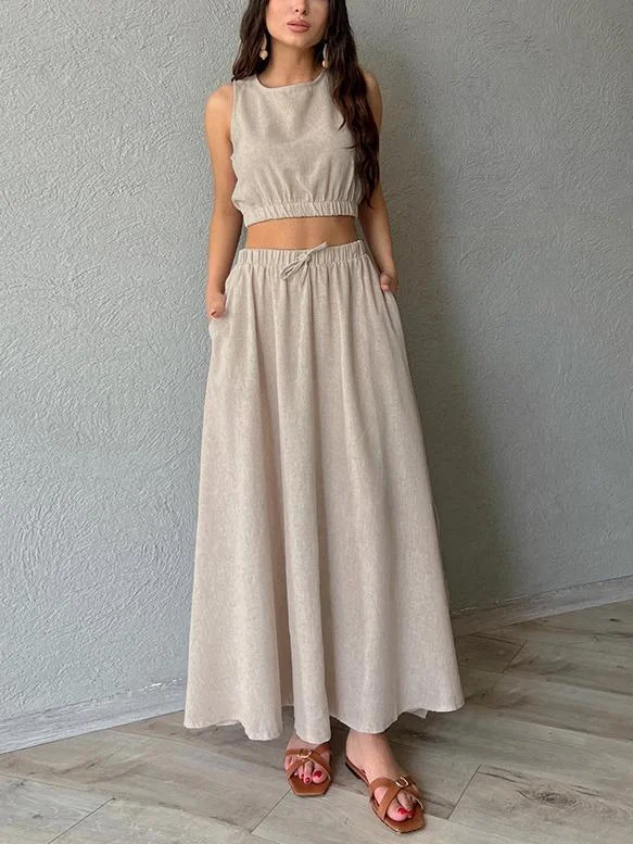Two Piece Vest Dress Set