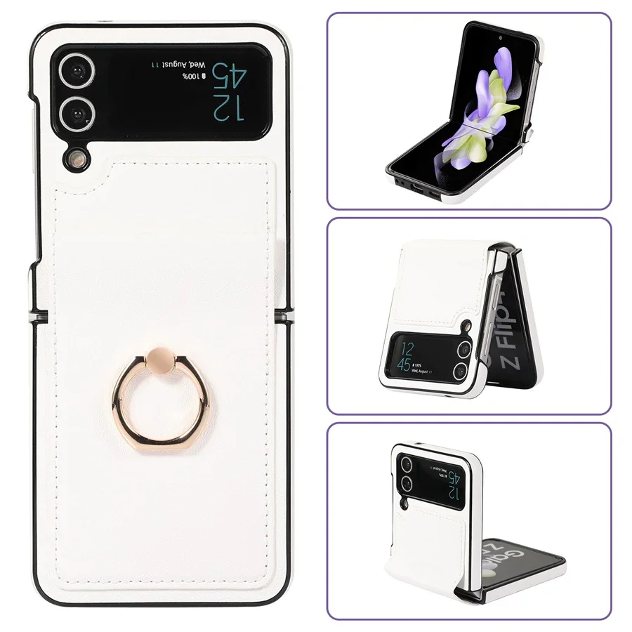 Suitable For Samsung Z Flip 3/Z Flip 4 Folding Solid Color Ring Folding Screen Phone Case