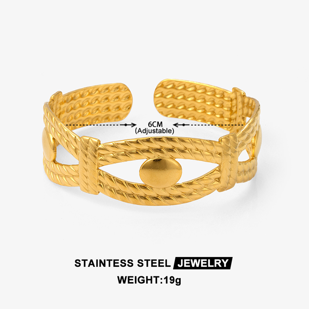 Hot-selling women's bracelets electroplated gold that won't fade exaggerated geometric design light luxury open design popular European and American style jewelry