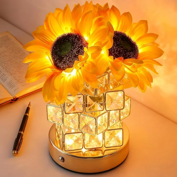 🌹💡"Eternal Rose" Floral-Shaped Wireless Crystal Table Lamp💖