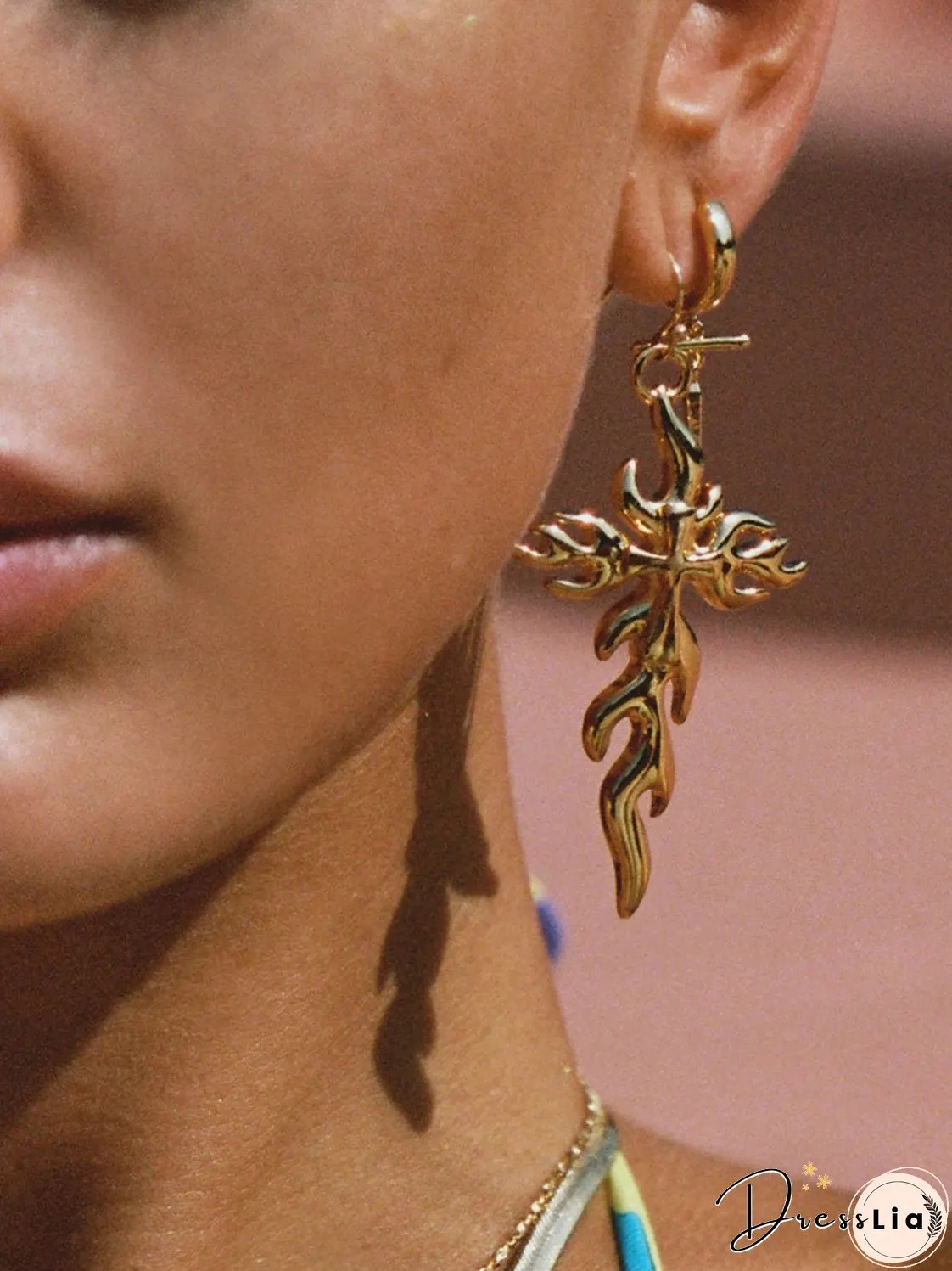18K Gold-Plated Stainless Steel Cross Earrings
