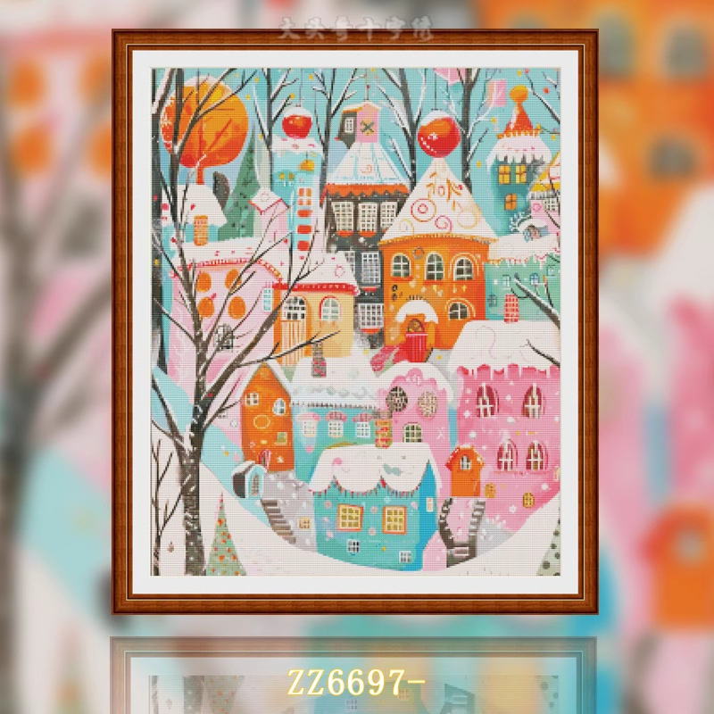 【ZZ6697- Winter Town】 Painting Fairy Cross Stitch