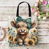 Sunflower And Highland Cattle-11CT DIY Stamped Cross Stitch Shopping Bag 40*40cm