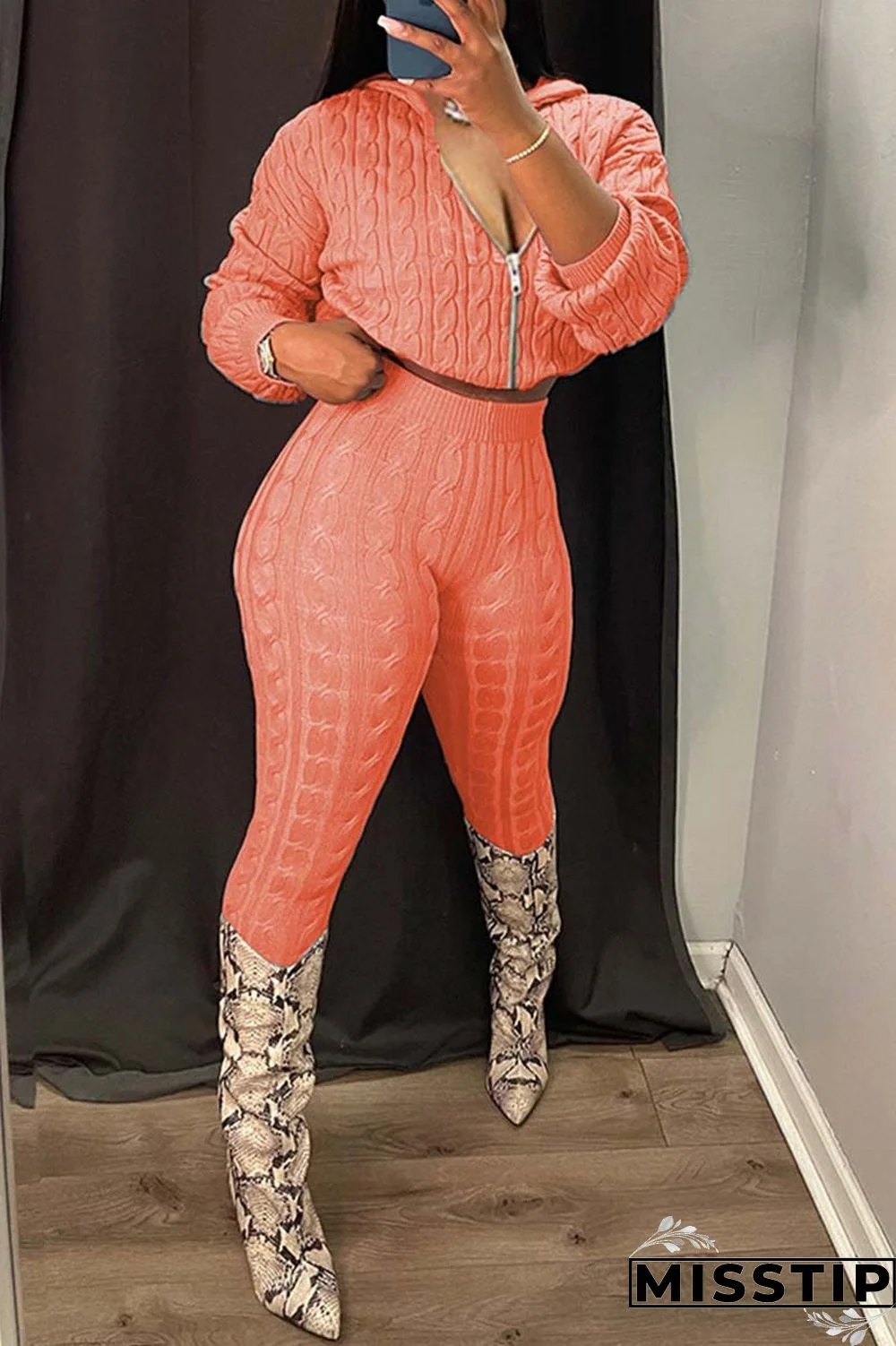 Black Casual Solid Patchwork Hooded Collar Long Sleeve Two Pieces