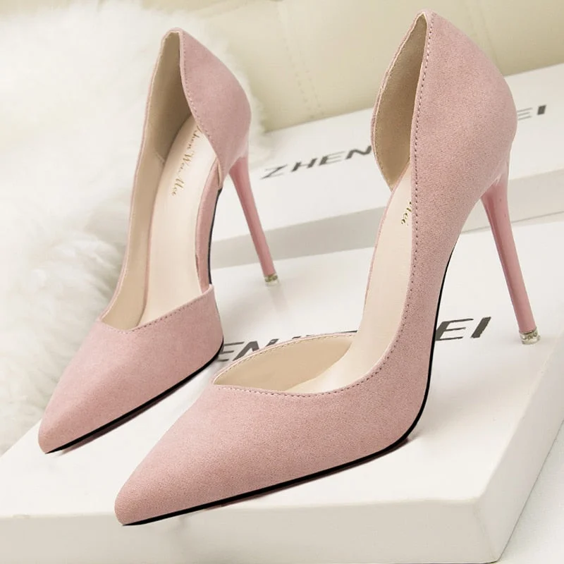 2022 New Woman Pumps Suede Women Heels Stiletto Fashion Office Shoes Pumps Sexy High Heels 10 Cm Ladies Shoes Women's Pumps