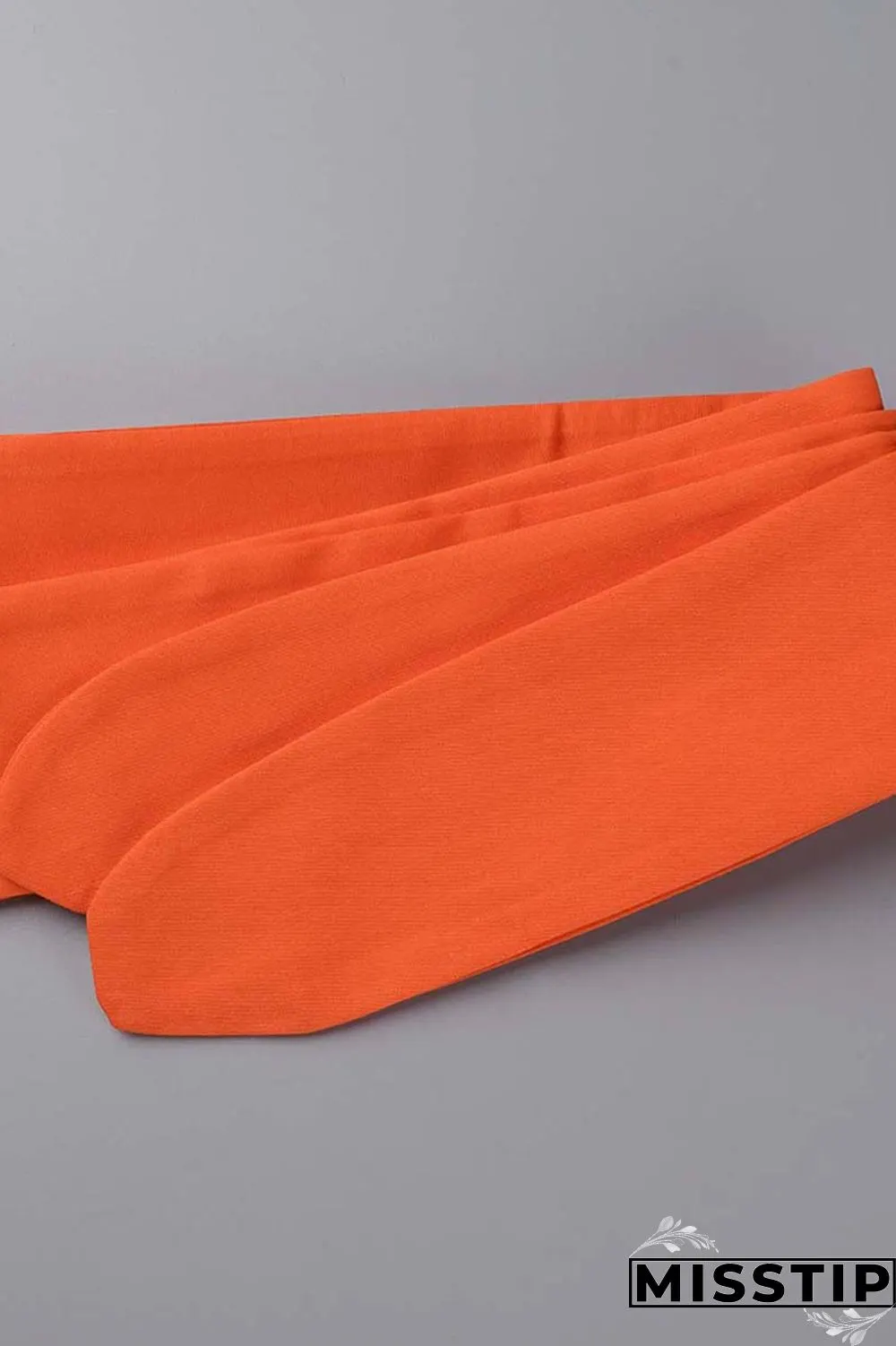 Orange Casual Solid Backless Slit Off the Shoulder Short Sleeve Dress Dresses