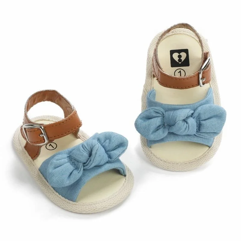 Fashion Newborn Infant Baby Girls Princess Shoes Bowknot Toddler Summer Sandals PU Non-slip Shoes 0-18M