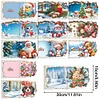 (US Only)12PCS DIY Xmas Pattern Rhinestone Diamond Art Mosaic Postcards for Celebrations