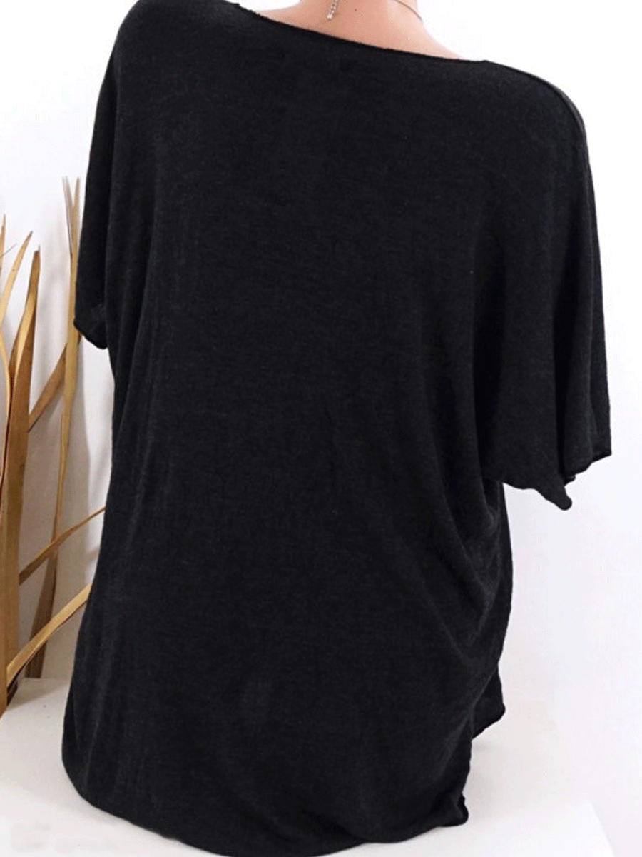 Round Neck Cat Printed Short Sleeve T-shirt