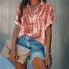 Woman Summer Print Buttoned Blouse Chiffon Shirt