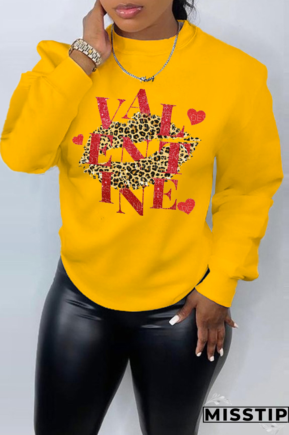 Black Street Print Letter Tops