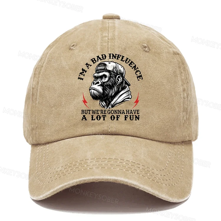 I'm A Bad Influence But We're Gonna Have A Lot Of Fun  Washed Baseball Cap