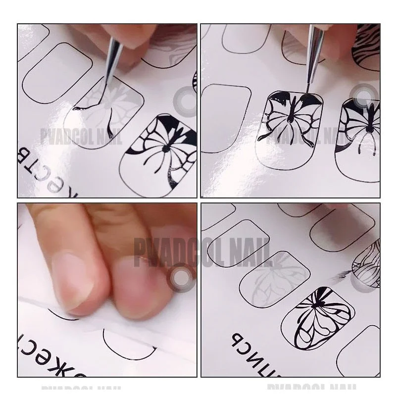 Nail Art Lines Practice Paper Drawing Painting Template Learning Book Manicure Salon Tools UV Gel Polish Guide Nails Accessoires-Nail Inspo