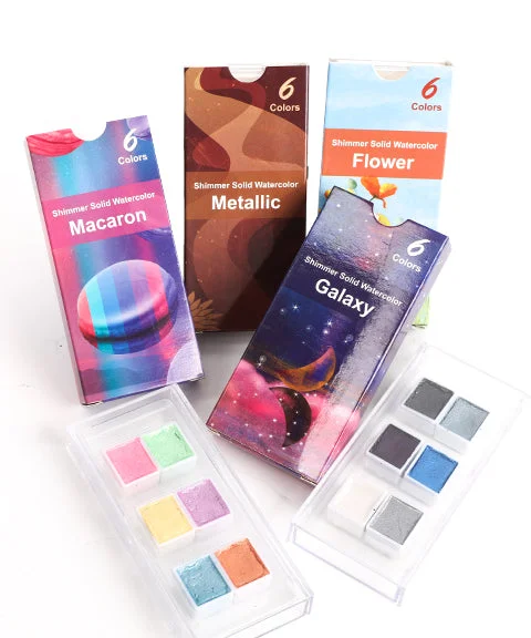 6 Colors Premium Metallic Glitter Watercolor Paint Set-Himinee.com
