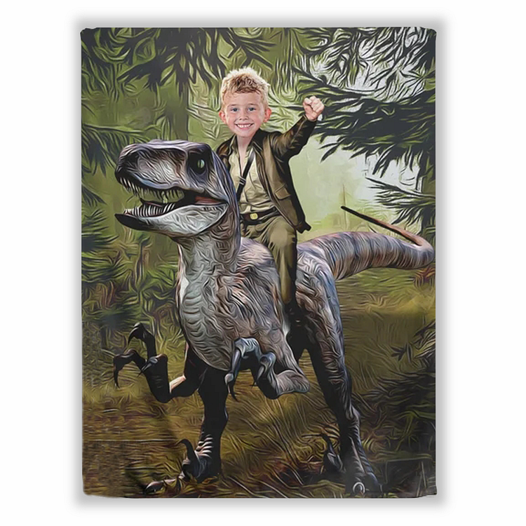 BlanketCute-Personalized Dinosaur Blanket with Your Kids Photo