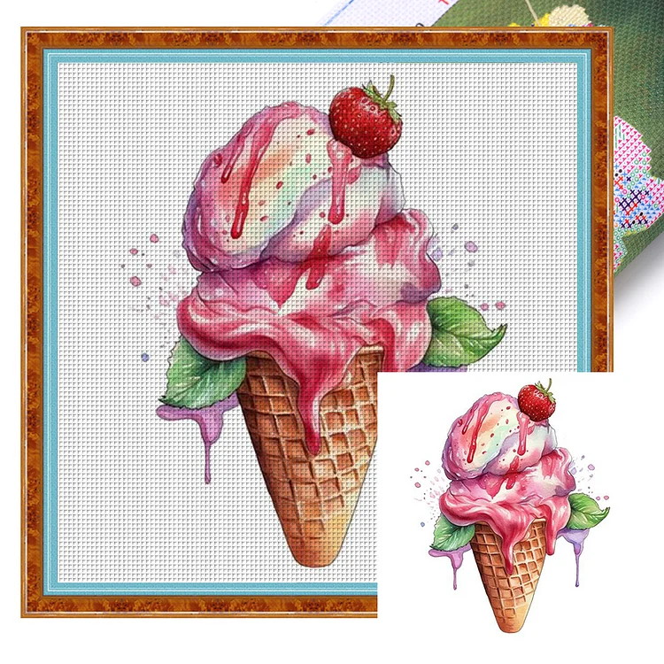Ice Cream - Printed Cross Stitch 9CT 40*40CM
