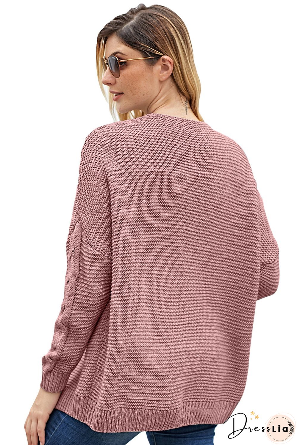 Fashion Pink Chunky Wide Long Sleeve Knit Cardigan