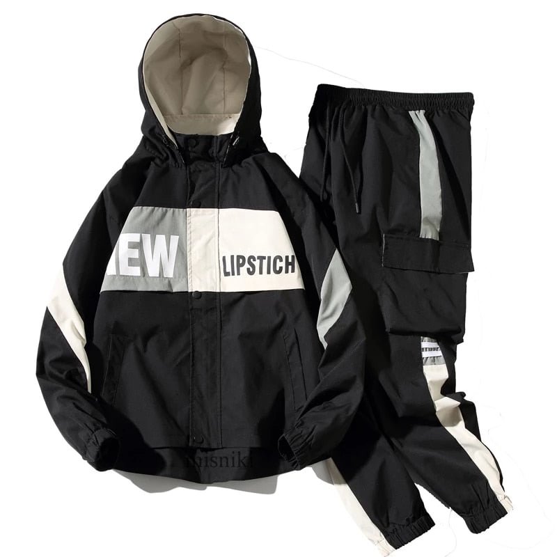 Tracksuits Set 2020 Men Autumn Sportswear Suit Hooded Jacket Sweatshirt+Pant Patchwork Hip Hop Streetwear 2 PCS Men Clothing