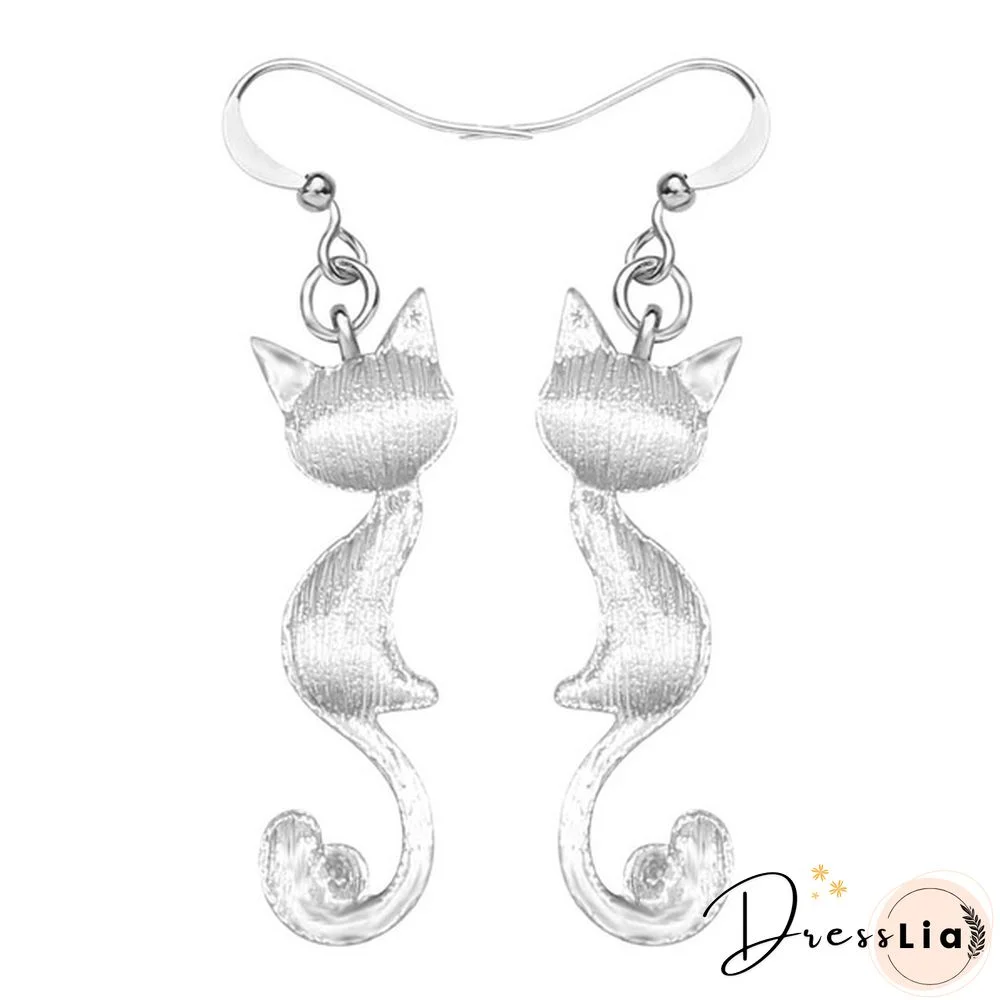 Fashion Animal Enamel Alloy Rhinestone Elegant Closed Eyes Cat Earrings Drop Dangle Earrings For Women Girls Gift Charms Pet Accessories 1 Pair Hot Sale