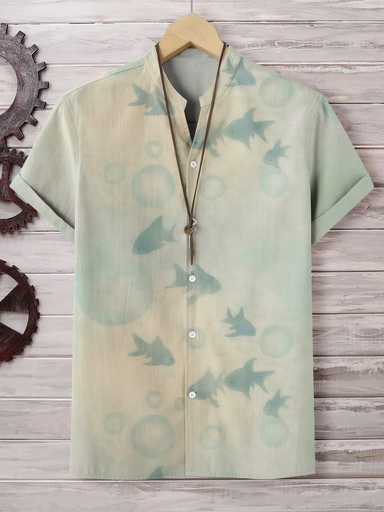 Men's Goldfish Art Print Short Sleeve Shirt