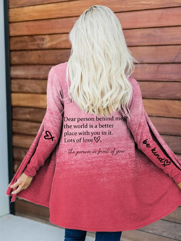 Comstylish Dear Person Behind Me Inspirational Long Sleeve Cardigan