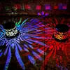Solar Elegant Flower Wall Lights Waterproof Decorative Pathway Light 7-Color Changing Metal Projector Lamps for Backyards/Patio/Porch
