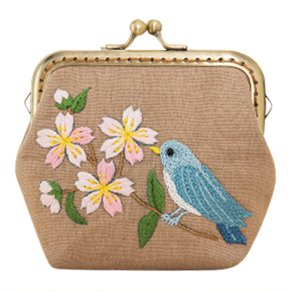 

Bird Flower - Cross Stitch Embroidery - Gold Chain Wallet, 501 Original