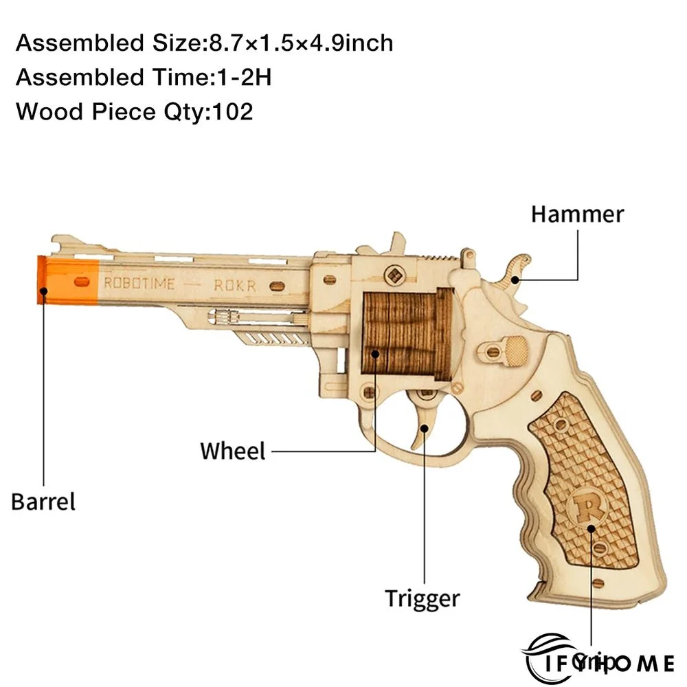 Wooden Pistol Assembled Toy DIY | IFYHOME