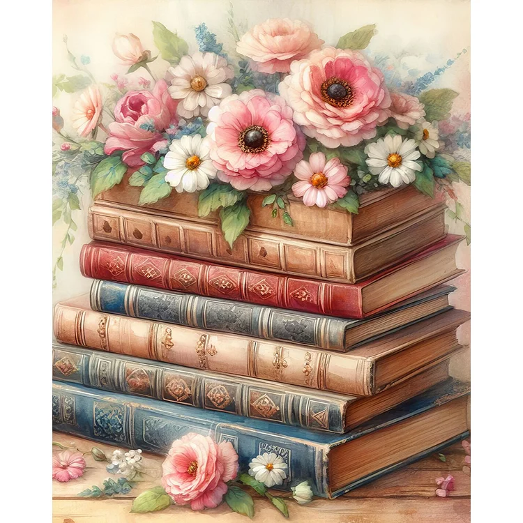 Retro Poster - Book And Flower 11CT/16CT Stamped Cross Stitch 40*50CM