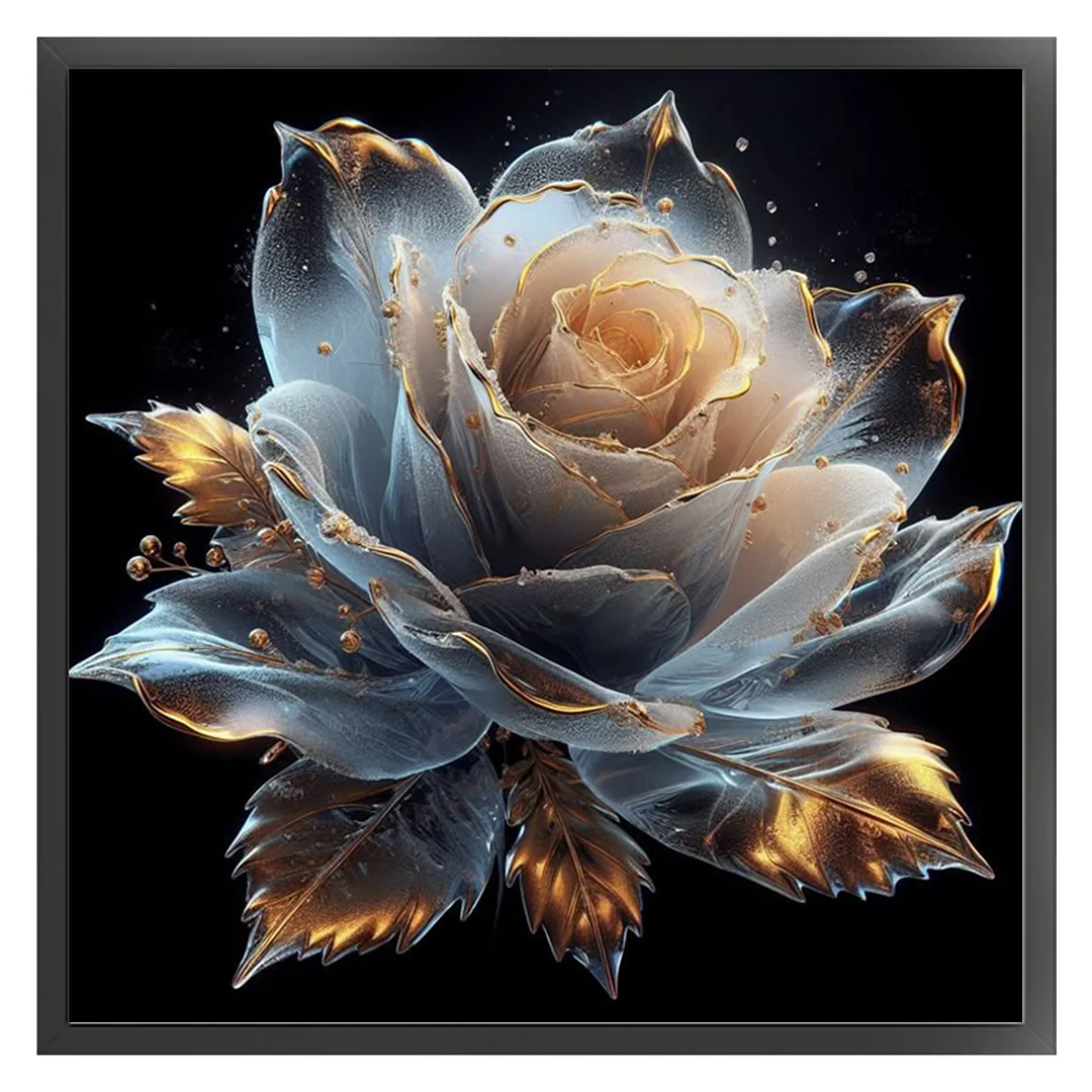 Gold Flower Full 18CT DIY Counted Cross Stitch Arts Kits for Home Decor 30x30cm