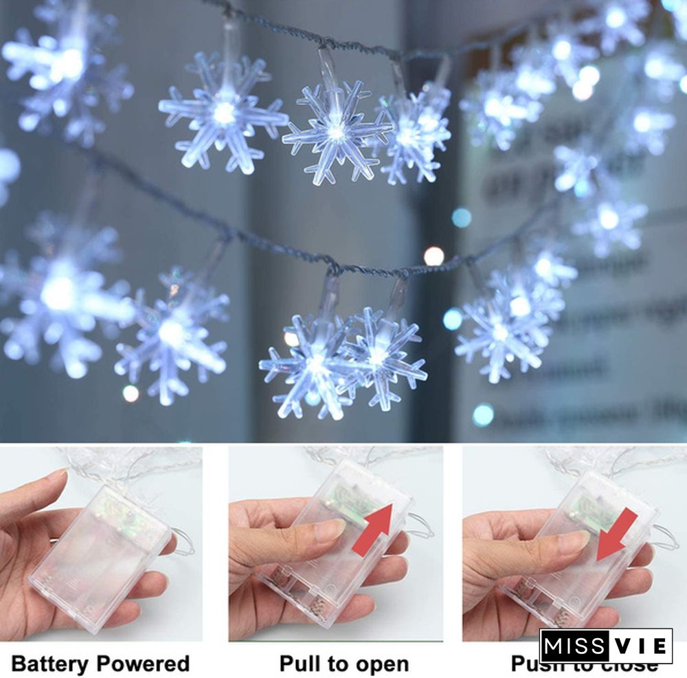 Battery Operated Snowflake Fairy String Lights For Indoor Outdoor Home Bedroom Patio Room