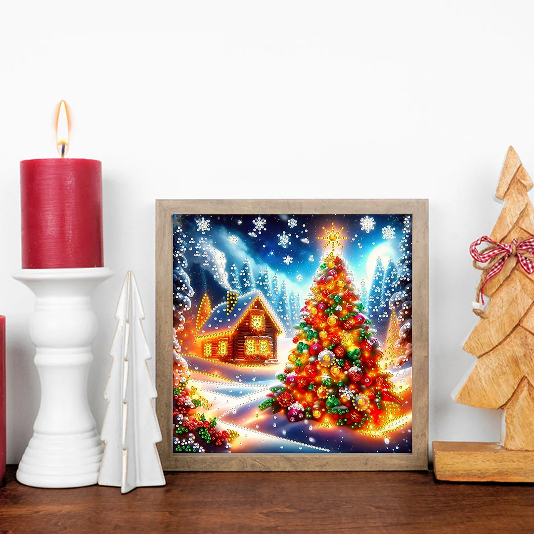 Christmas House - Diamond Painting - Partial Special Shaped Drill(Canvas|30*30cm)