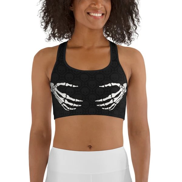 Halloween Hand Print Sports Bra-1014