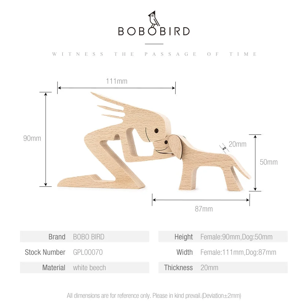 Puppy Family Wood Dog Carving Ornaments Decoration Home Decor Figurine Desktop Table Ornament Sculptures For Dog Pet Lover Gifts 712