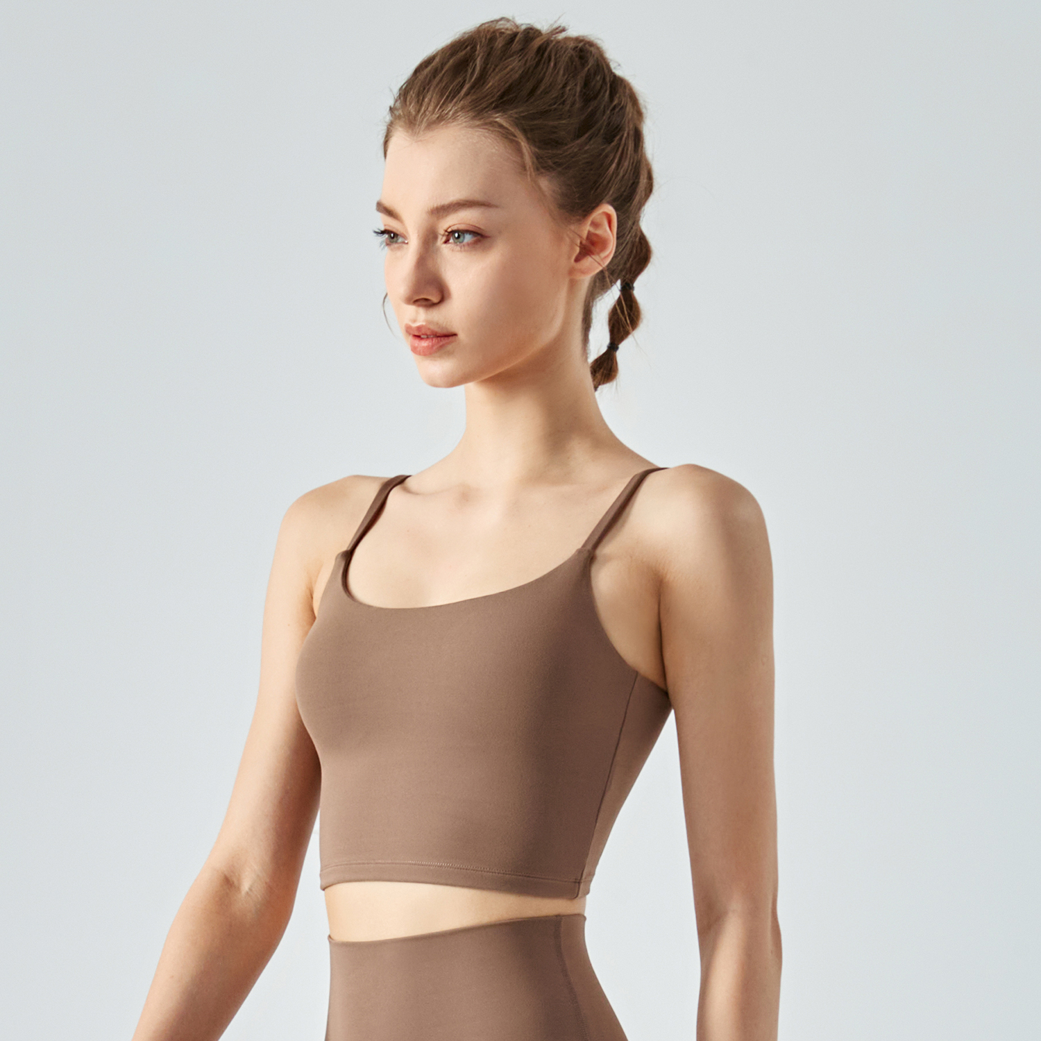 Buy Hergymclothing Chocolate eco friendly thin straps sports gym workout sustainable fitness tank top vest online