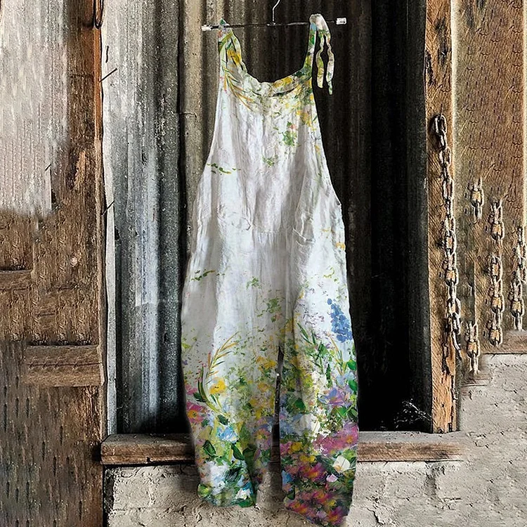 Flower Printed Comfortable Casual Camisole Jumpsuit