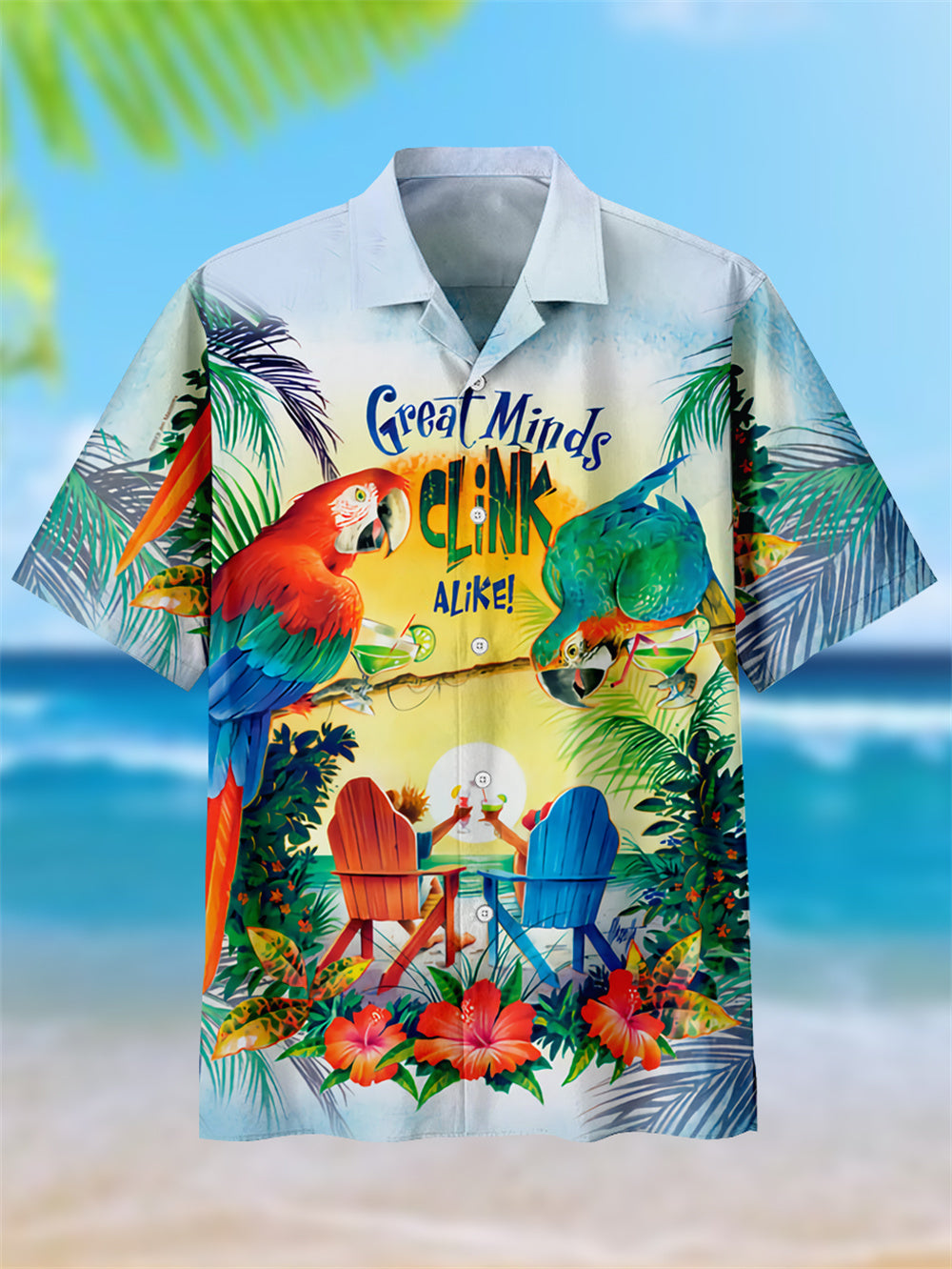 Men's Hawaiian Tiki Head Party Cuban Collar Shirt PLUSCLOTHESMAN