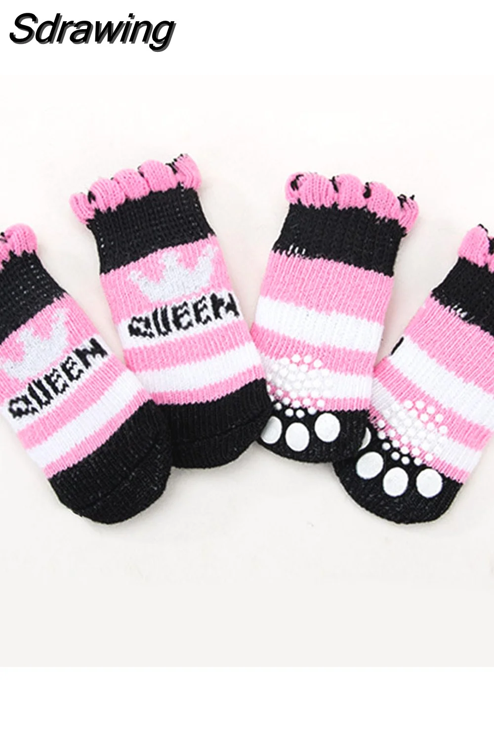 Sdrawing Cute Puppy Dog Socks Cartoon Printed Anti Slip Knit Socks Winter Warm Puppy Shoes Small Medium Dogs Boots Pet Products