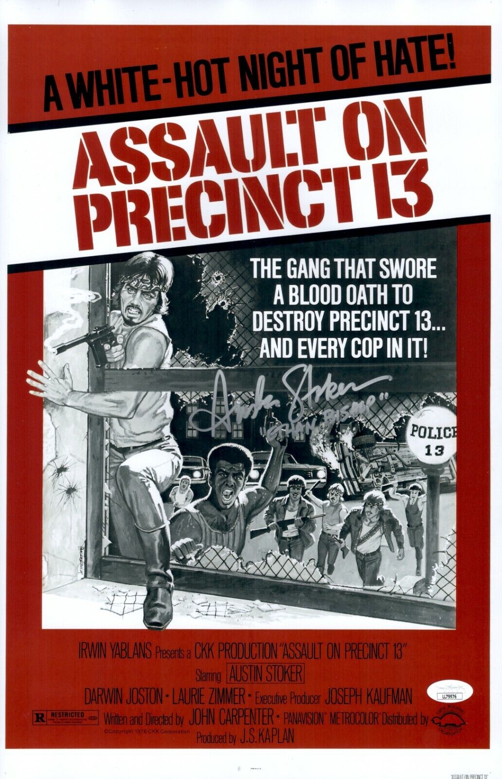 AUSTIN STOKER Signed ASSAULT ON PRECINCT 13 Photo Poster painting 11x17 Autograph JSA COA Cert