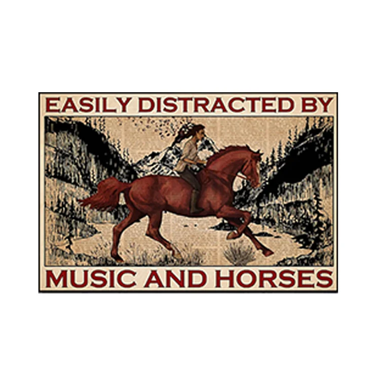 Western cowgirl - enseigne vintage en étain - 7.9x11.8 & 11.8x15.7inch