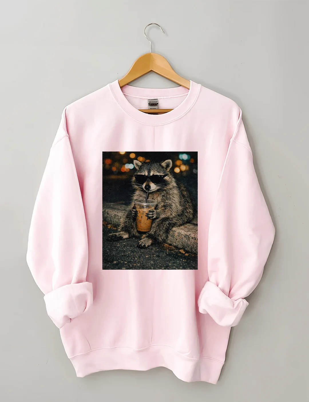 Funny Raccoon Drinking Iced Coffee Sweatshirt