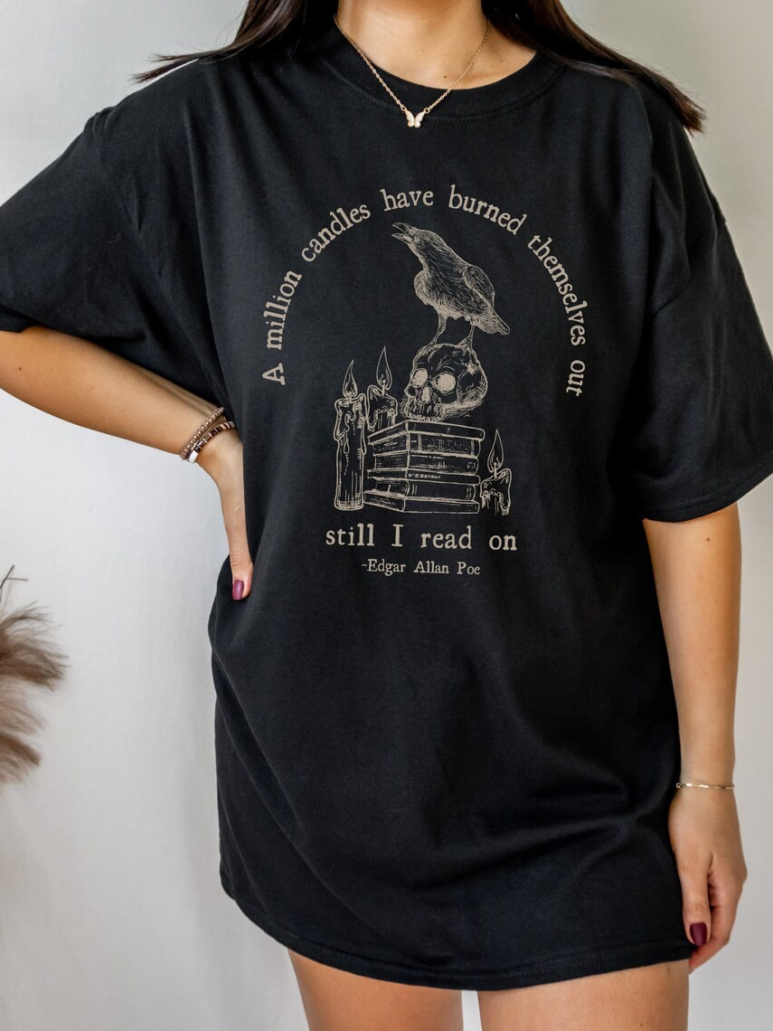 Vintage Dark Skull Raven Oversized Print T-Shirt / TECHWEAR CLUB / Techwear