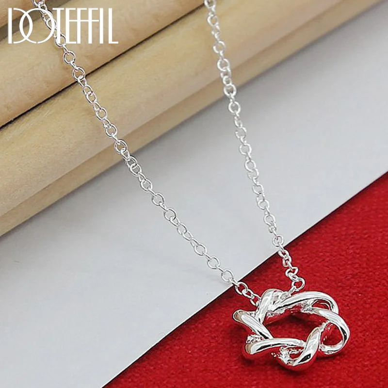 DOTEFFIL 925 Sterling Silver Six Stars Pendant Necklace Woman 18 Inch Chain Jewelry