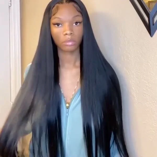 34-36 Inch Transprent Lace Wig Straqight 13×4 Full Lace Frontal Wigs Long Hair Wigs