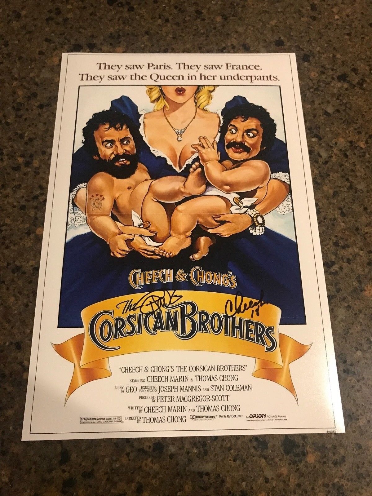 * CHEECH & CHONG * signed 12x18 movie poster * THE CORSICAN BROTHERS * PROOF 2