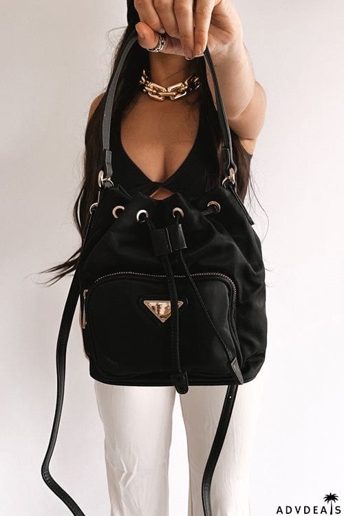 Nylon Adjustable Strap Bucket Bag