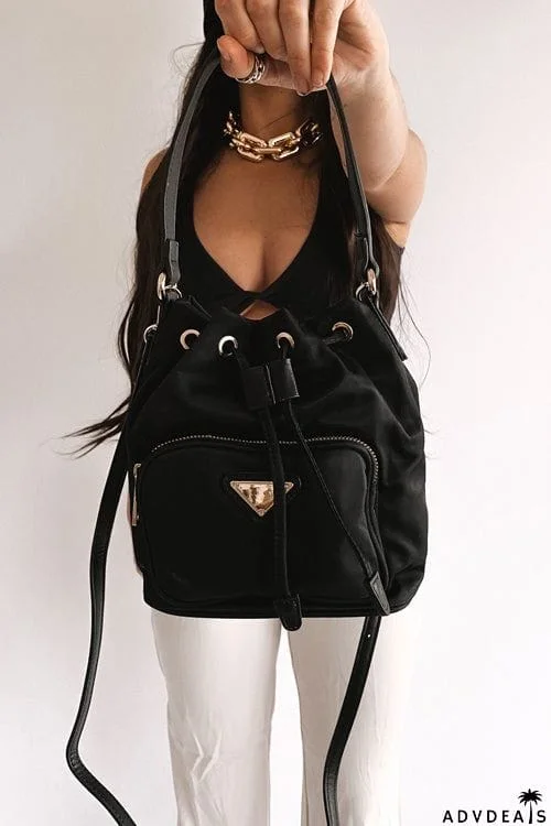 Nylon Adjustable Strap Bucket Bag
