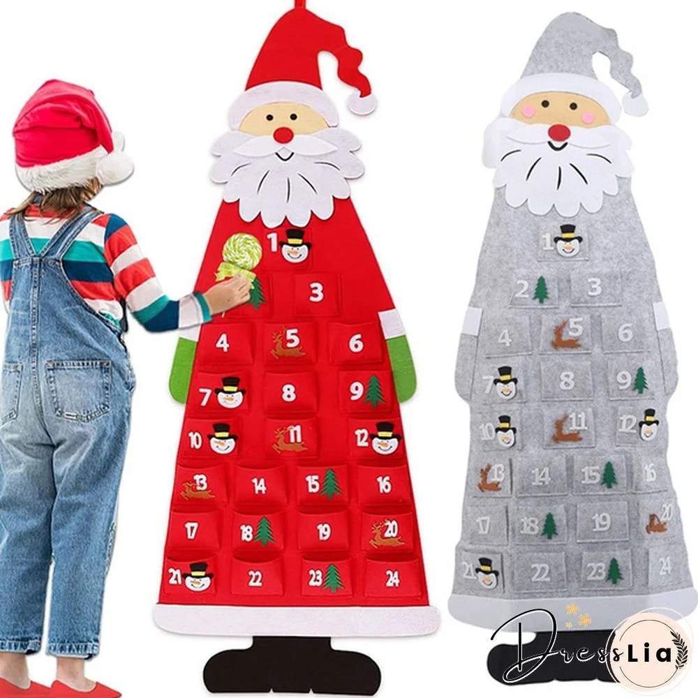 Date 1-24 Diy Felt Christmas Advent Calendar Christmas Tree Countdown Calendar With Pockets New Year Hanging Ornaments