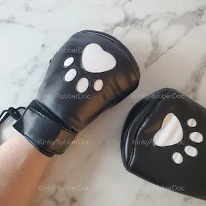 Puppy Mitts Leather Black. Restraints Gloves Gear CBT Tug Sex Toys Male Gay  BDSM Bondage Gimp Suit Slave Fetish Kinky Puppy Play Punishment